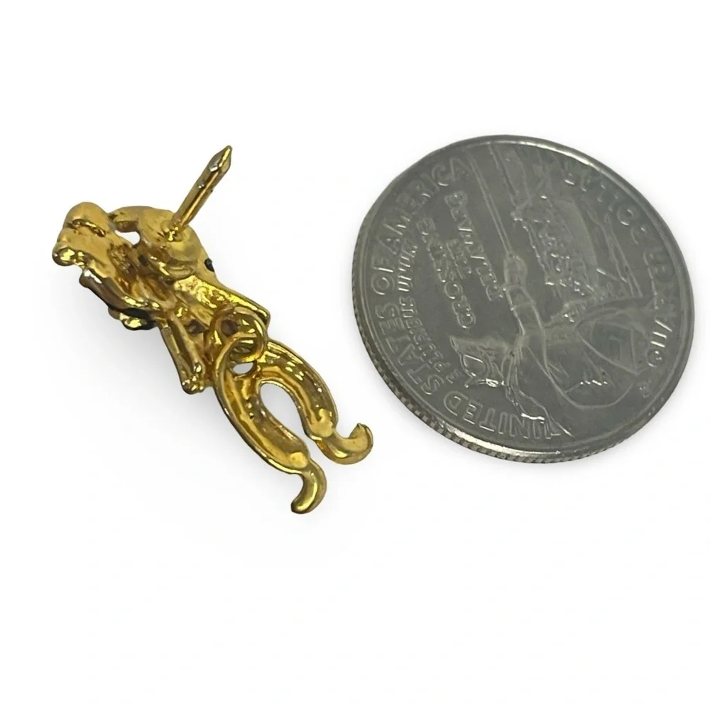 Vintage Black Enamel Crystal Accent Gold Clown Articulated Pin